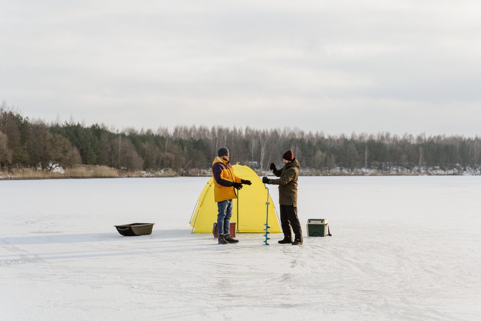 Go ice fishing on Saranac Lake during the winter months